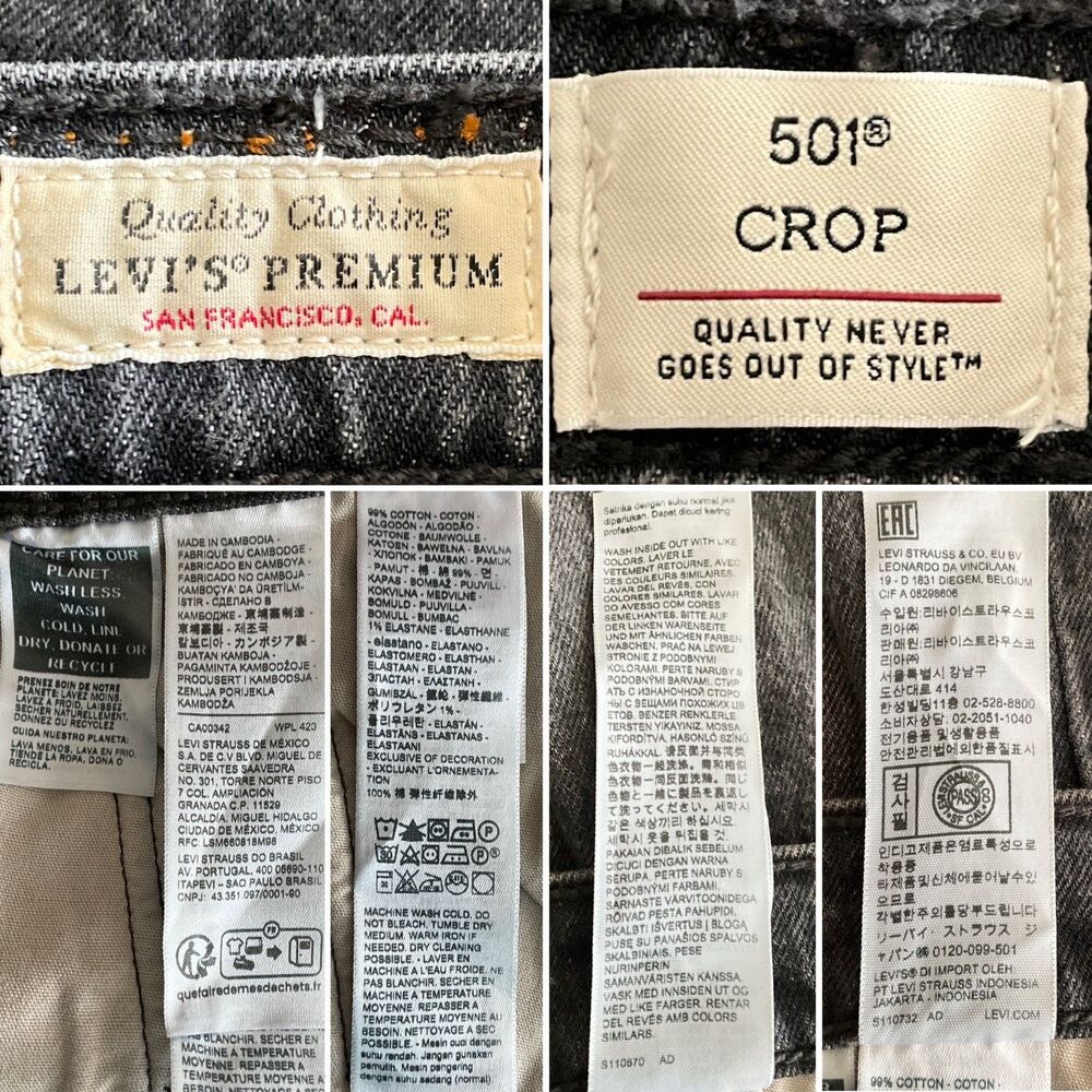 Levi's Premium 501 Crop Button Fly Straight Jeans 29 - Picture 4 of 11